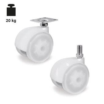 TR-34-B-Roues jumelées pour mobilier en polypropylène transparent